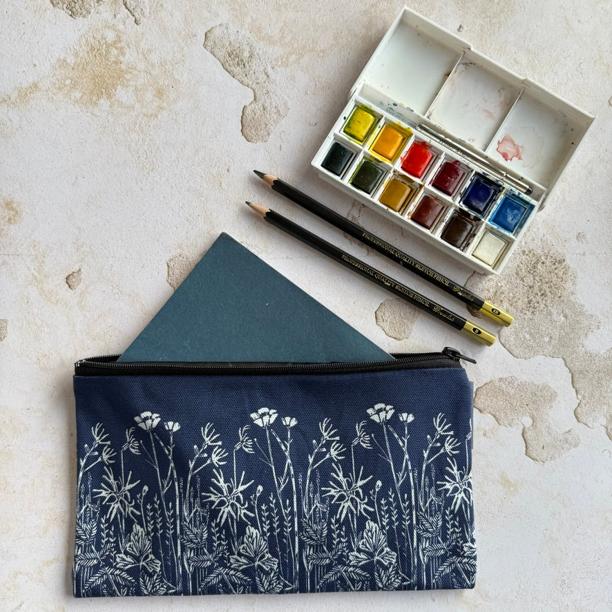 Navy Meadow Pencil Case