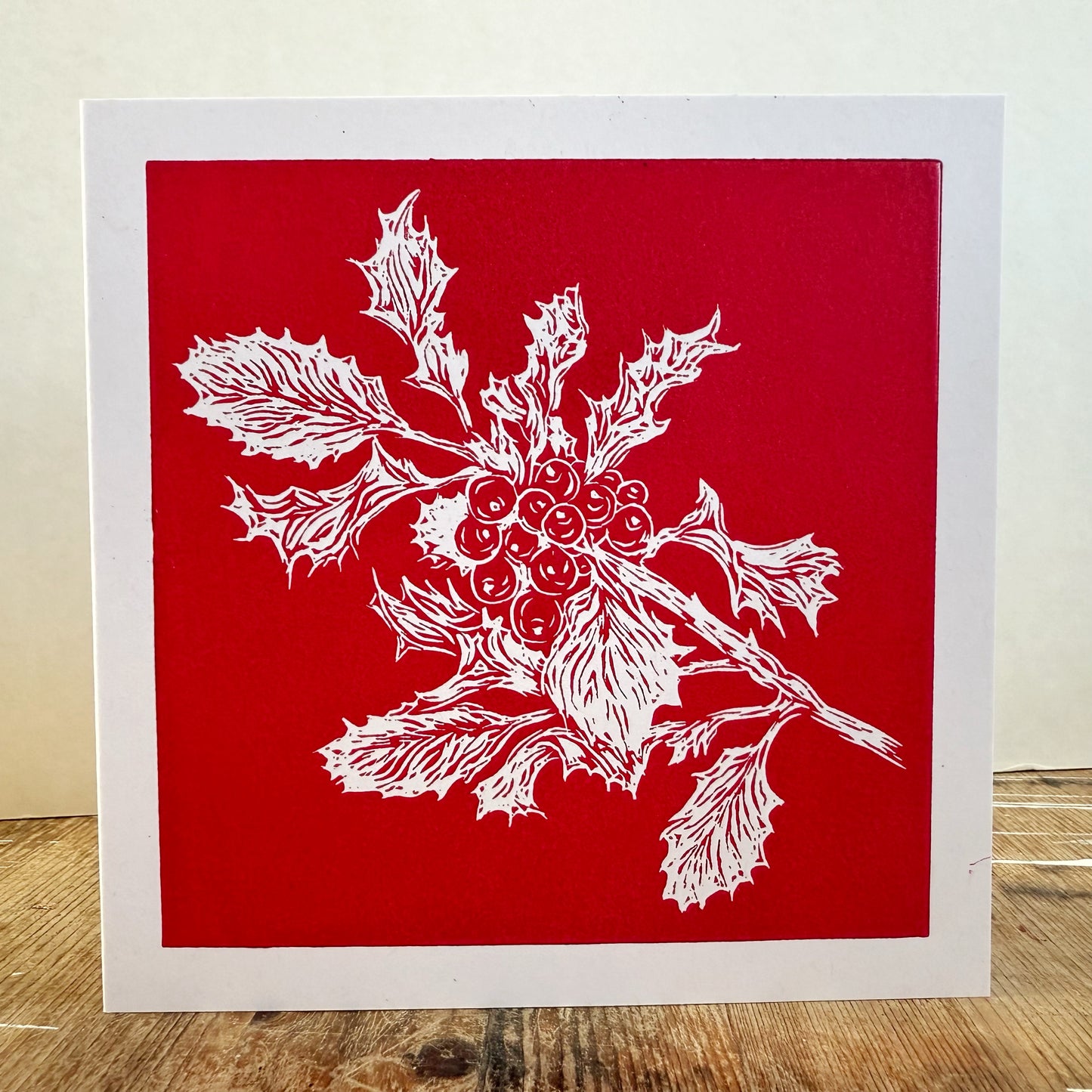 Holly - Handprinted Christmas Card