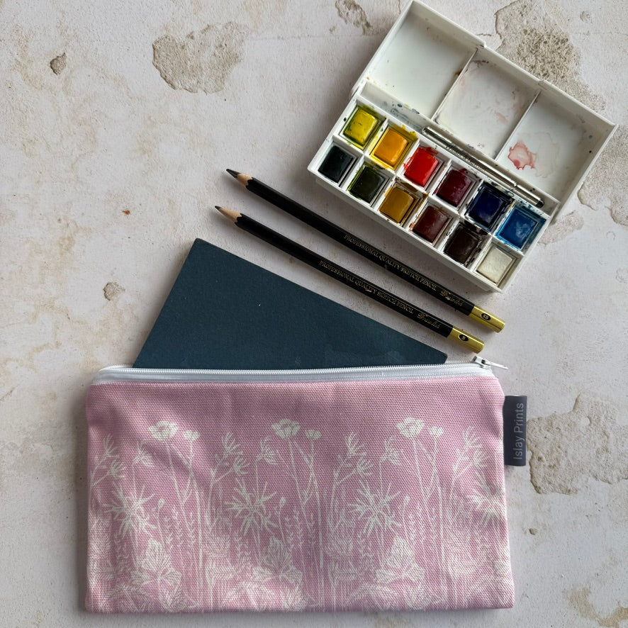 Pale Pink Meadow Pencil Case