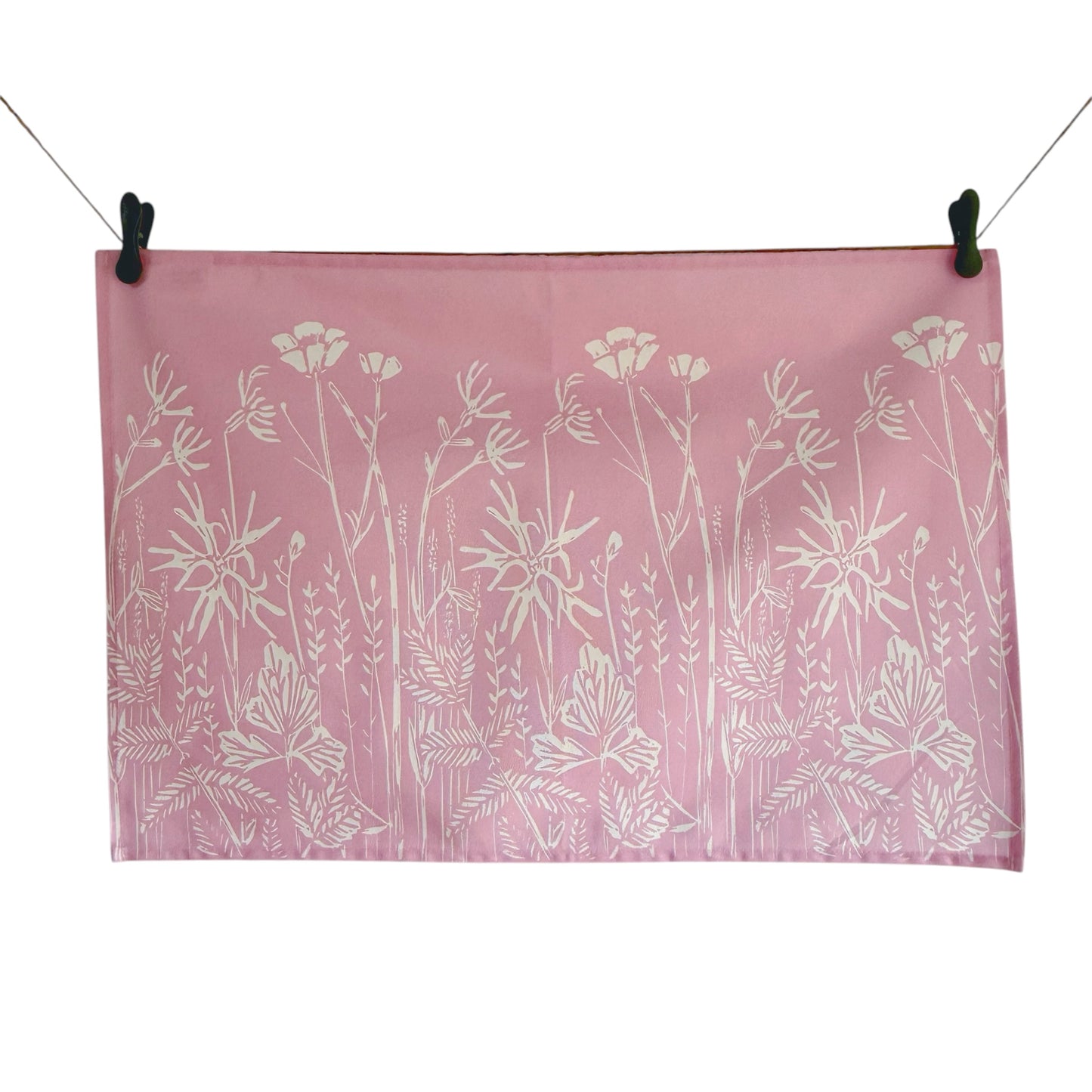 Wet Meadow Tea Towel (Baby Pink) - Wildflowers of Islay