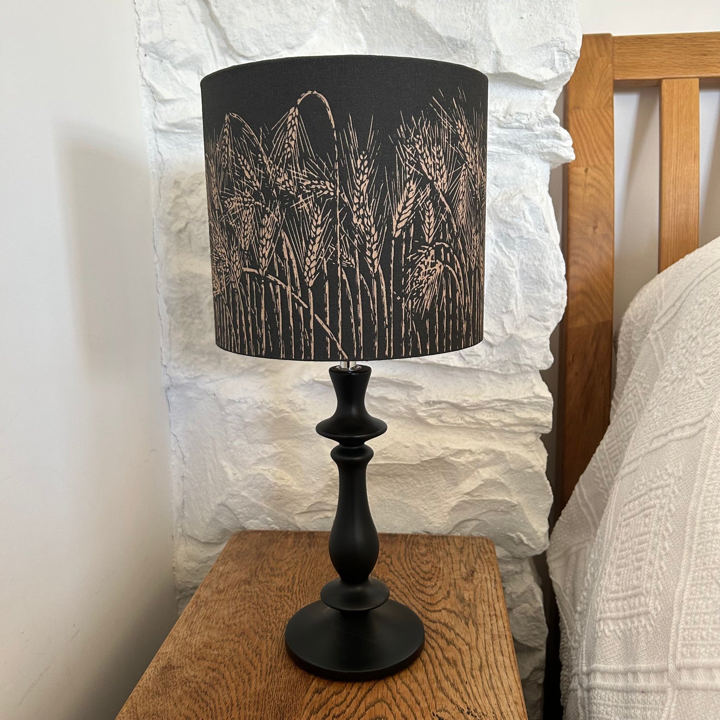 Handmade Barley Lampshade - Black with copper lining 20cm