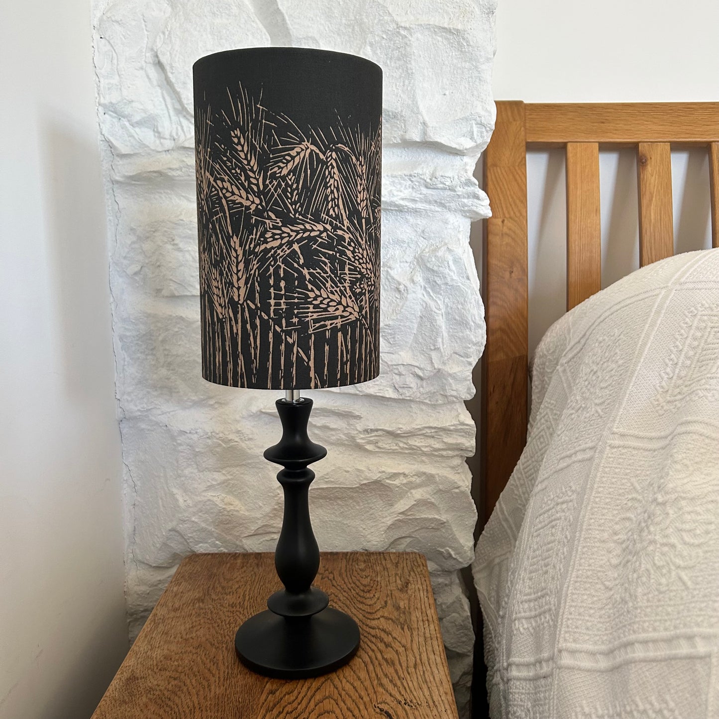 Handmade Barley Lampshade - Black with copper lining 15cm