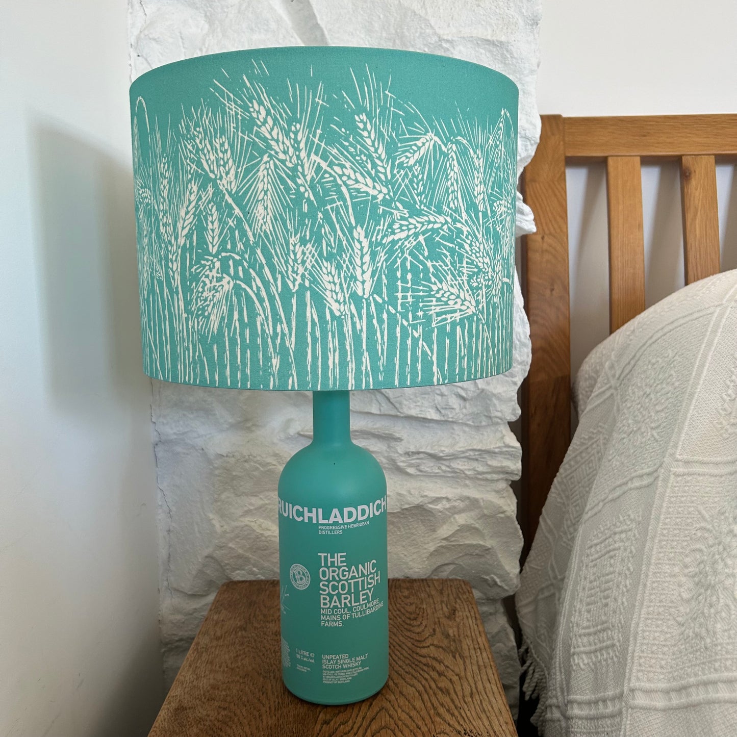 Handmade Barley Lampshade - Turquoise 30cm