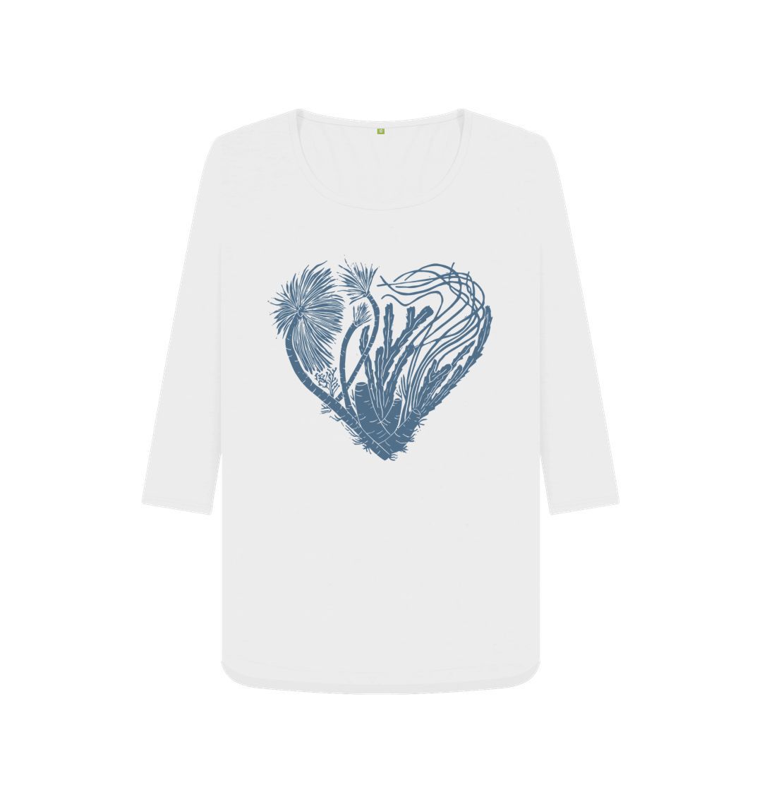 White Underwater Love 3\/4 Sleeve Women's Top