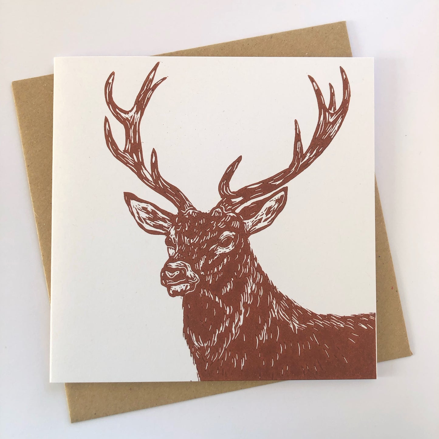 Handprinted Card - Red Deer Stag - Isle of Islay