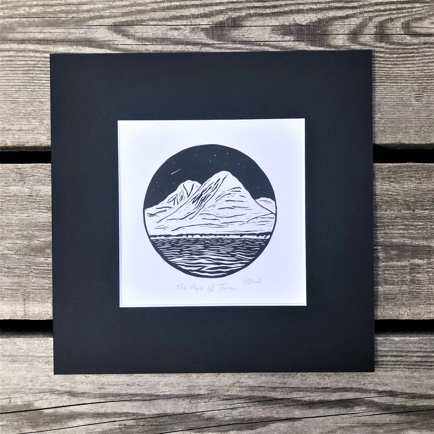 Paps of Jura Original Mounted Linoprint