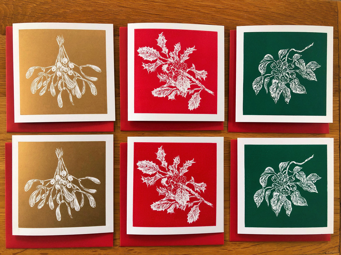 Winter Berries - 6 Handprinted Christmas Cards