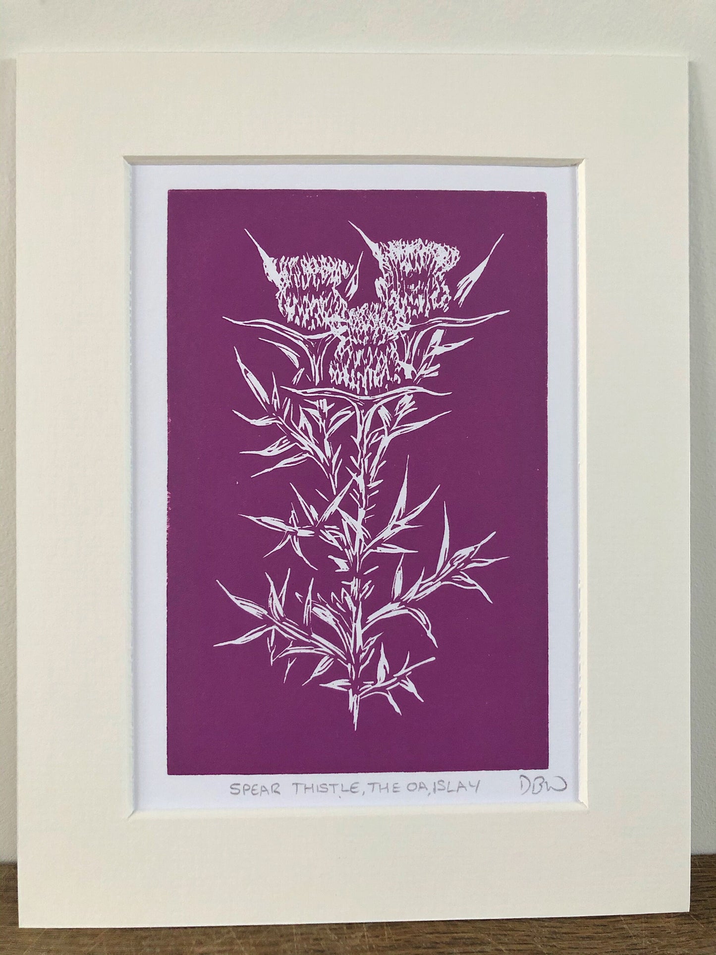 Spear Thistle Original Linoprint - Isle of Islay