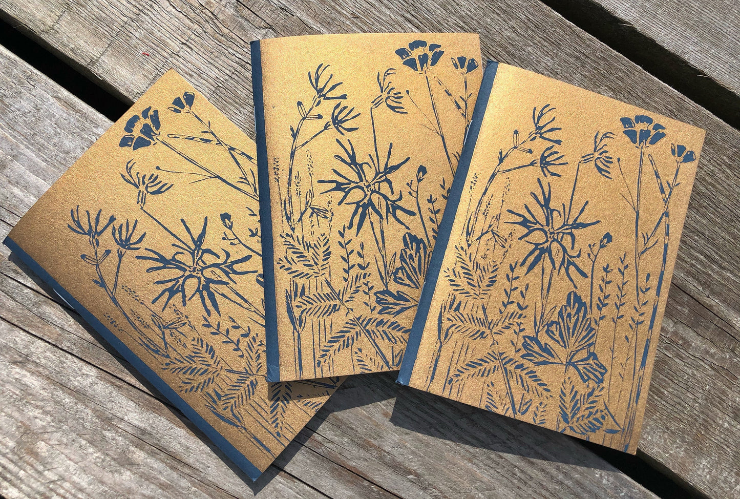 Handprinted Notebook - Wet Meadow, Gold
