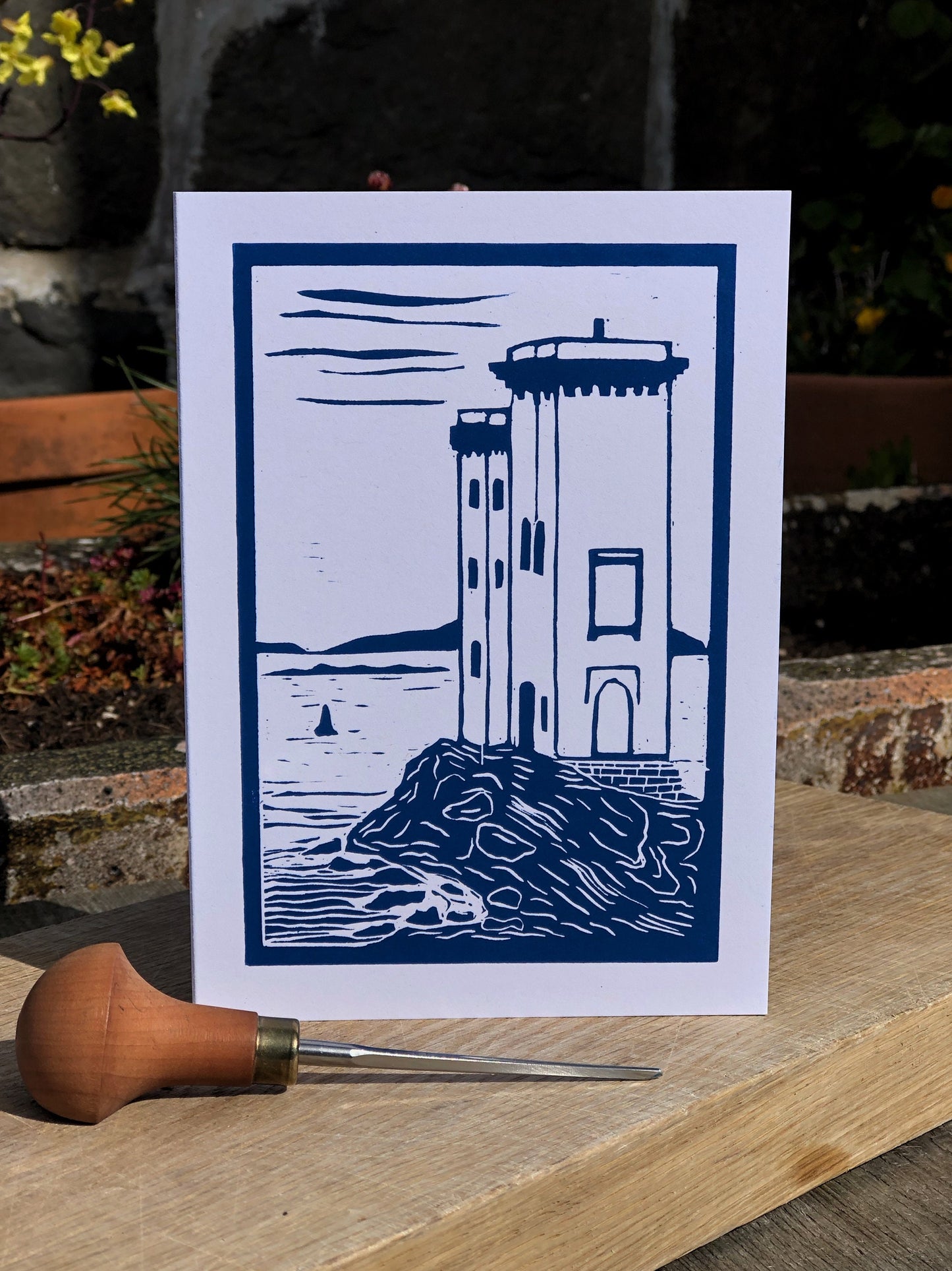 Handprinted Card - Carraig Fhada Lighthouse, Isle of Islay