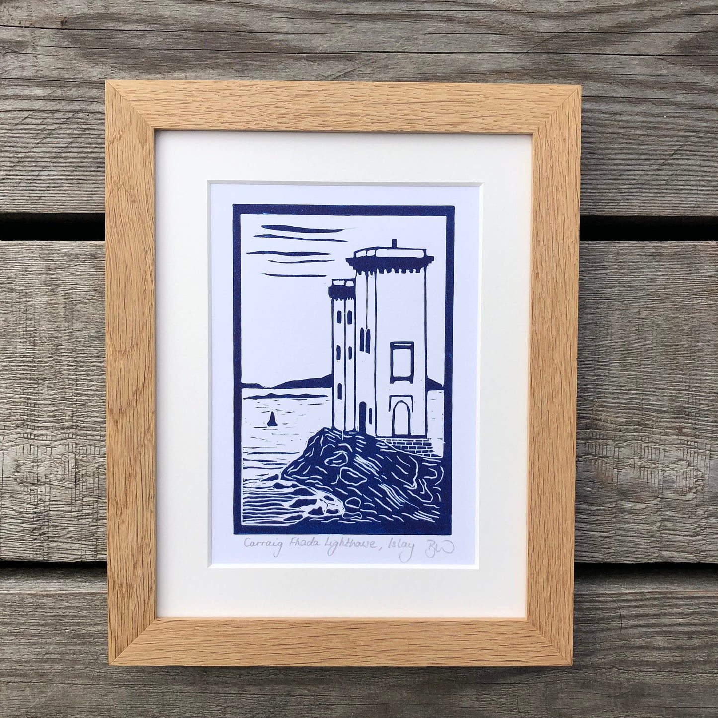 Carraig Fhada Lighthouse Original Linoprint - Isle of Islay