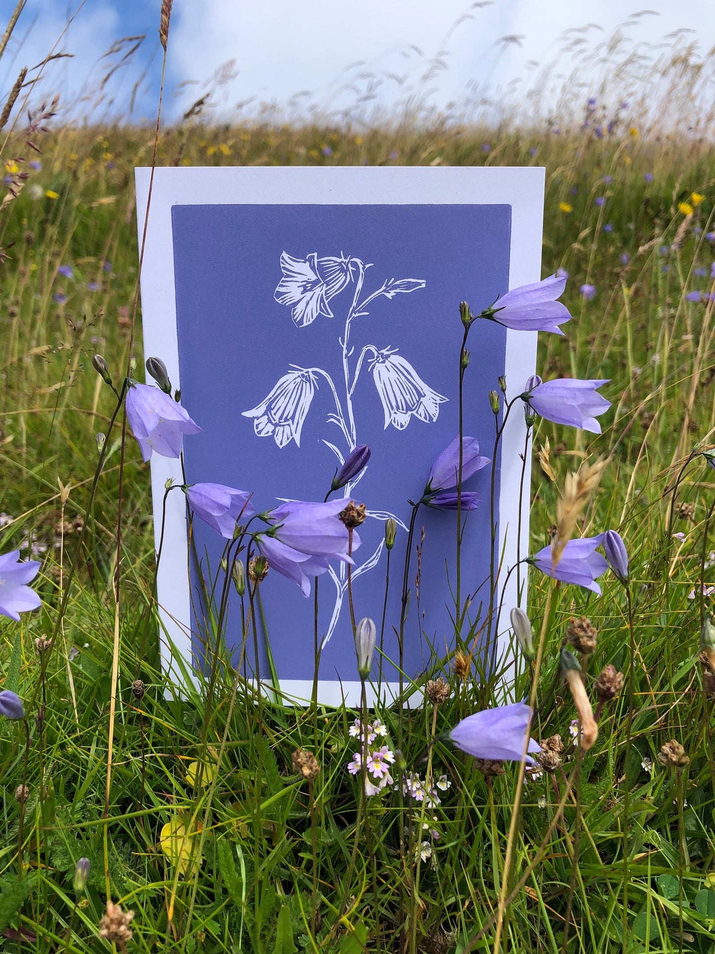 Handprinted Card - Harebell - Isle of Islay
