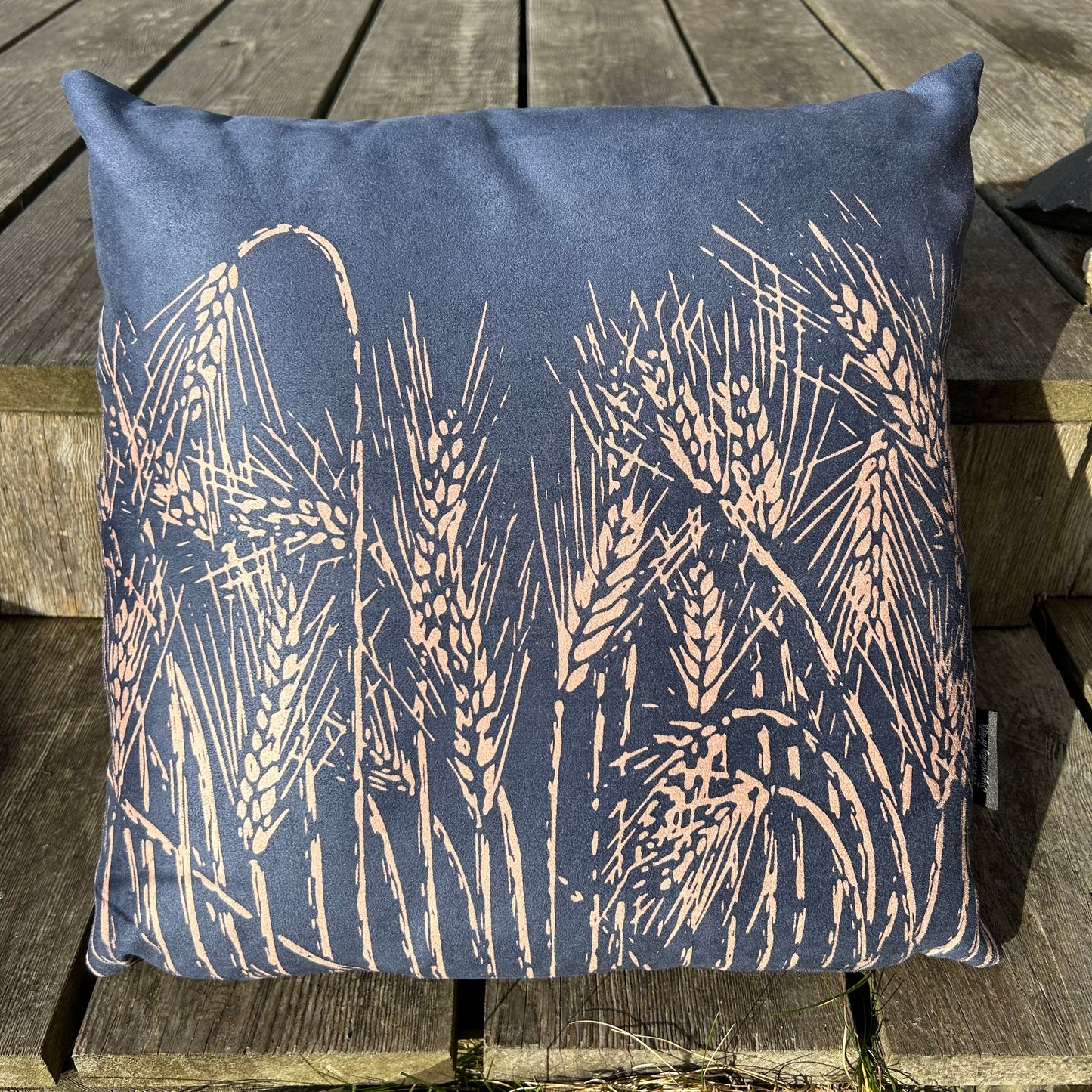 Field of Barley Faux Suede Cushion Cover - Navy