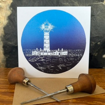 Rhinns Lighthouse by night - Digitally Printed Christmas Card