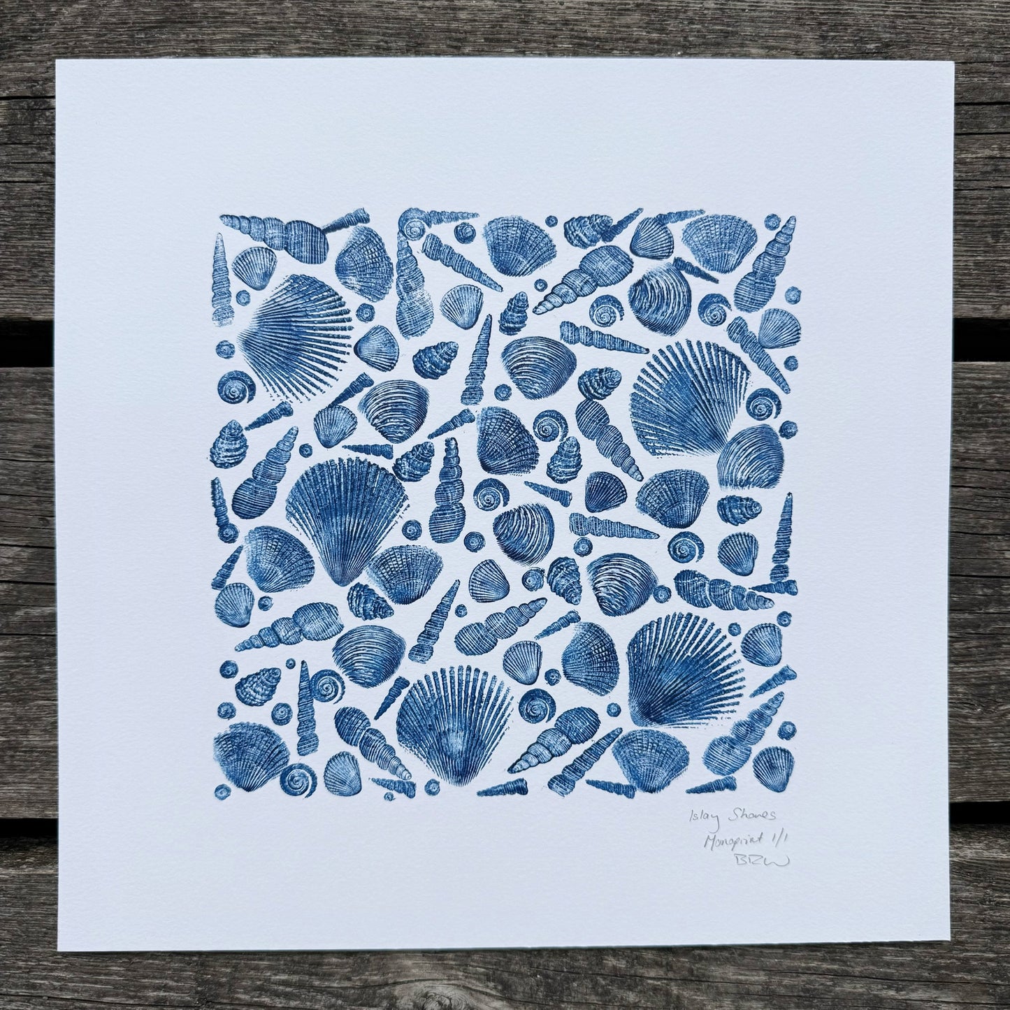 Islay Shores Square - Original Unique Monoprint, Isle of Islay CREATED TO ORDER