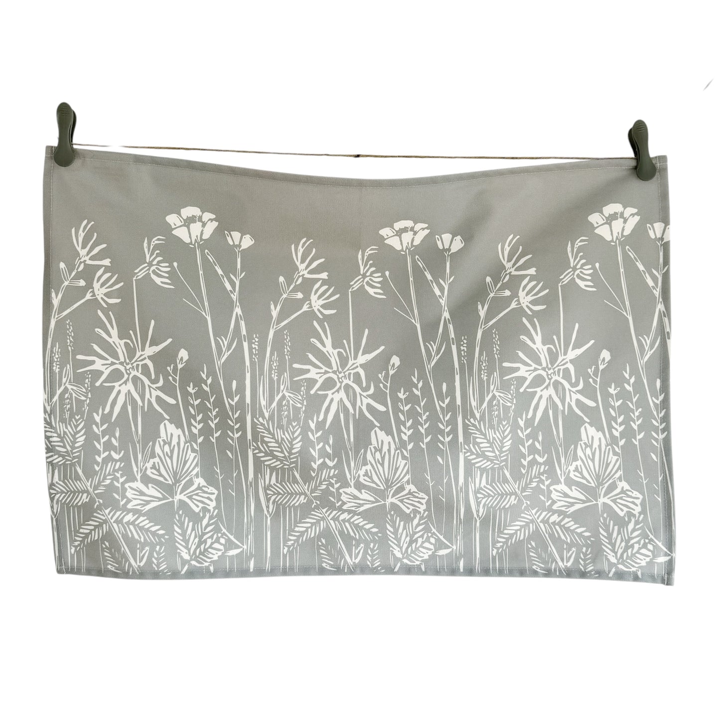 Wet Meadow Tea Towel (Mid Grey) - Wildflowers of Islay
