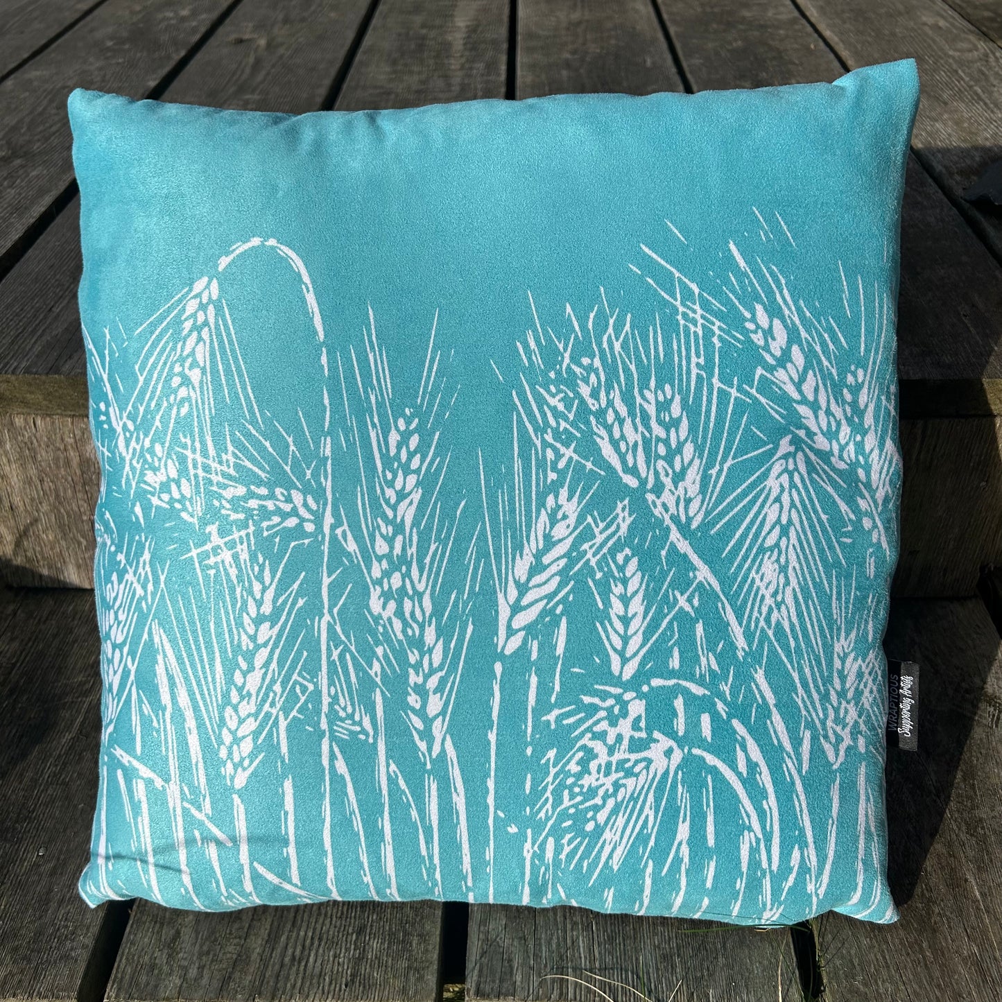 Field of Barley Faux Suede Cushion Cover - Turquoise