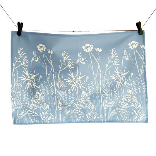 Wet Meadow Tea Towel (Baby Blue) - Wildflowers of Islay