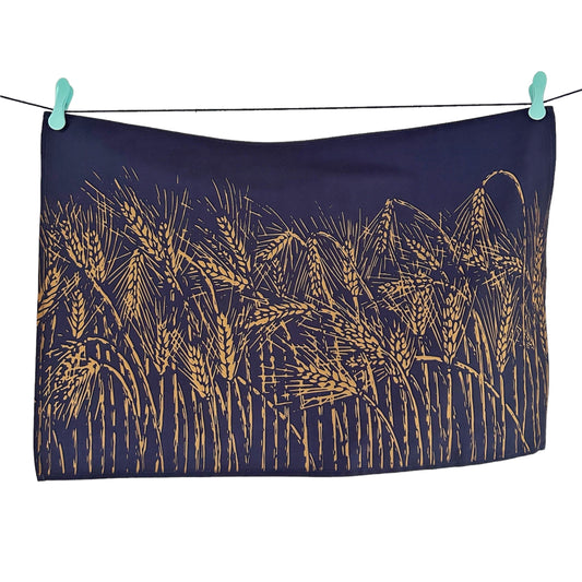 Field of Barley Tea Towel - Navy