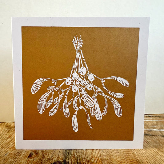 Mistletoe - Handprinted Christmas Card