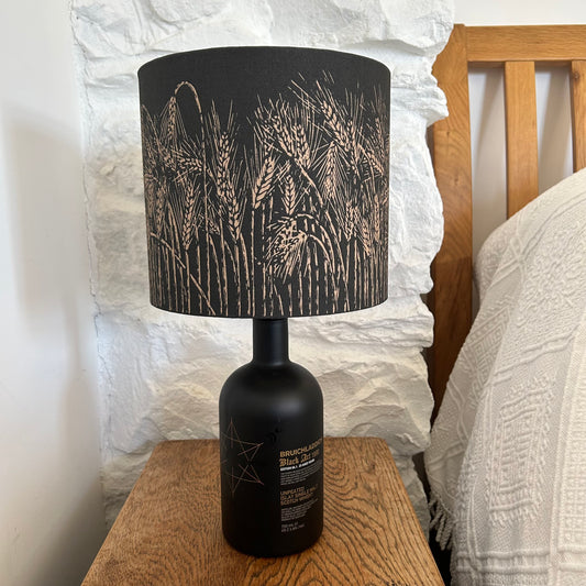 Handmade Barley Lampshade - Black with copper lining 20cm