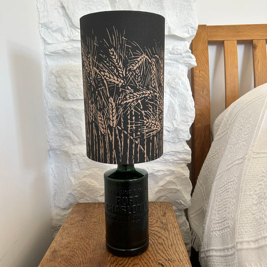 Handmade Barley Lampshade - Black with copper lining 15cm