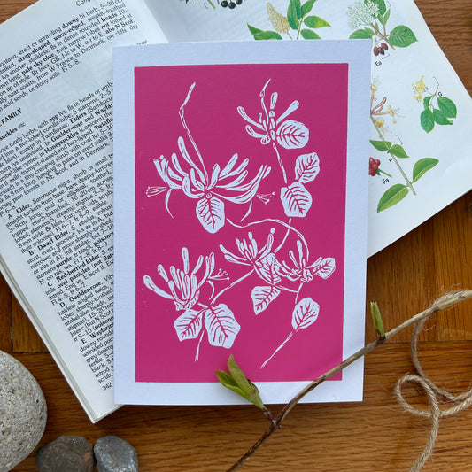 Handprinted Card -Honeysuckle - Isle of Islay