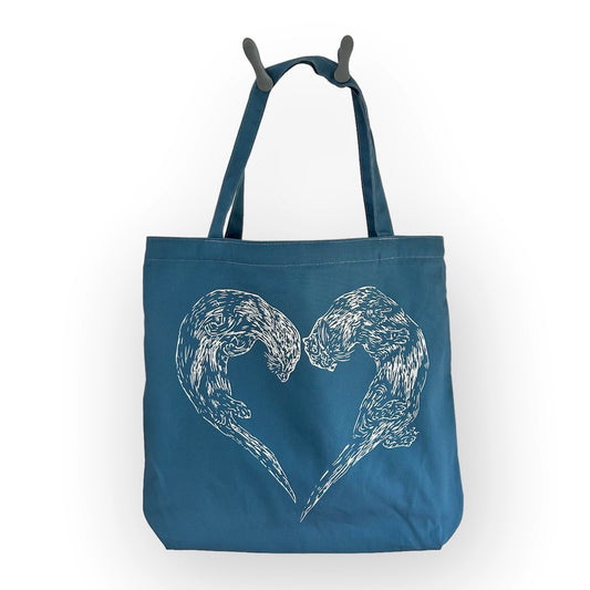 Swimming Otters Large Reversible Tote Bag
