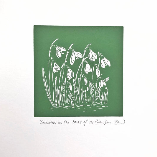 Snowdrop Original Linoprint