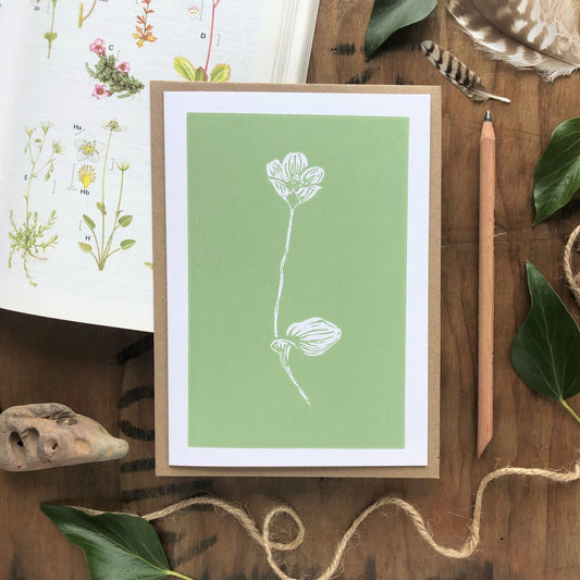 Handprinted Card - Grass of Parnassus - Isle of Islay