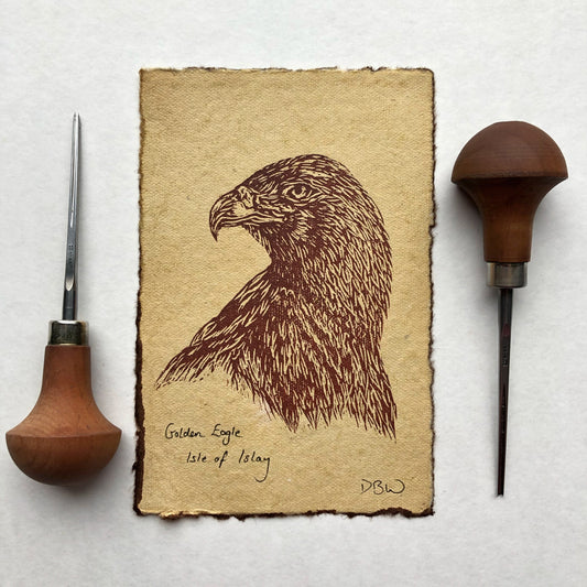 Golden Eagle - Original Linoprint
