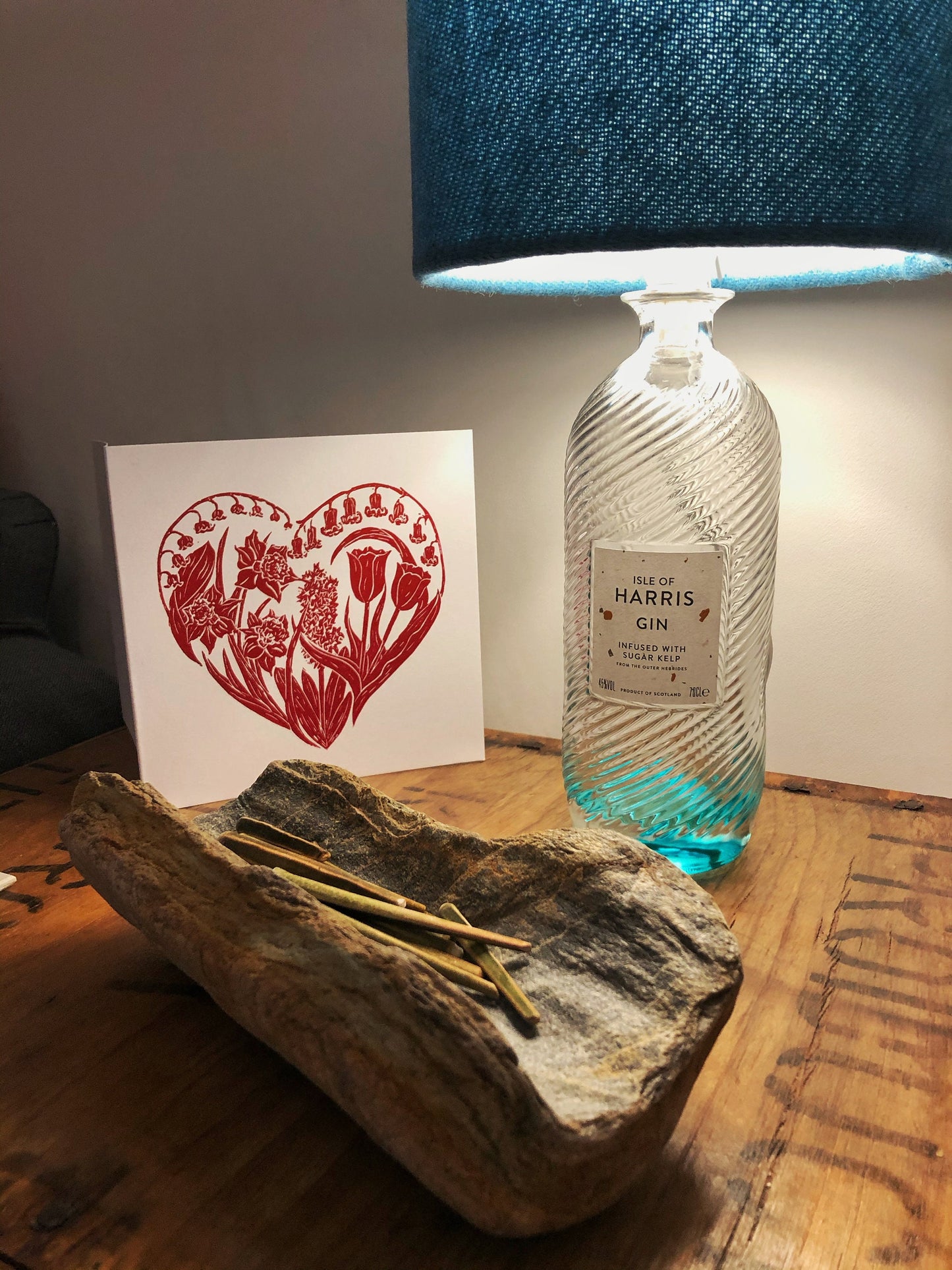 Handprinted Valentines Card, Spring Flowers - Isle of Islay