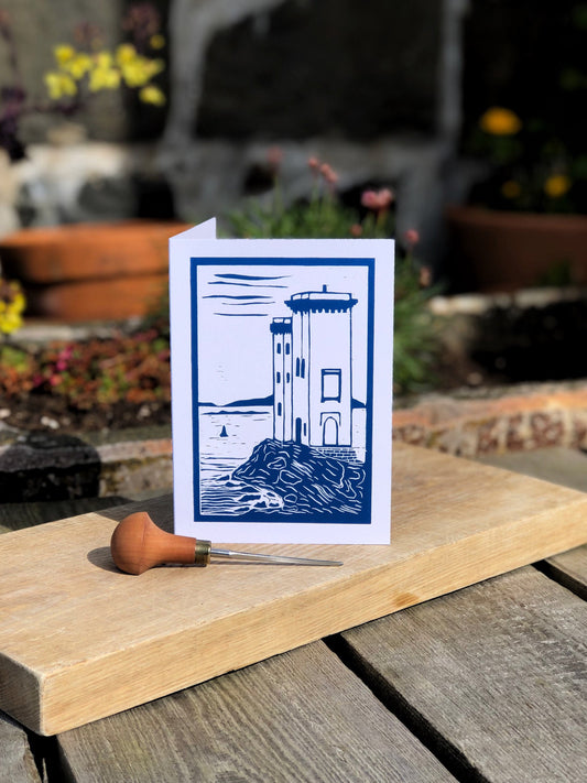 Handprinted Card - Carraig Fhada Lighthouse, Isle of Islay