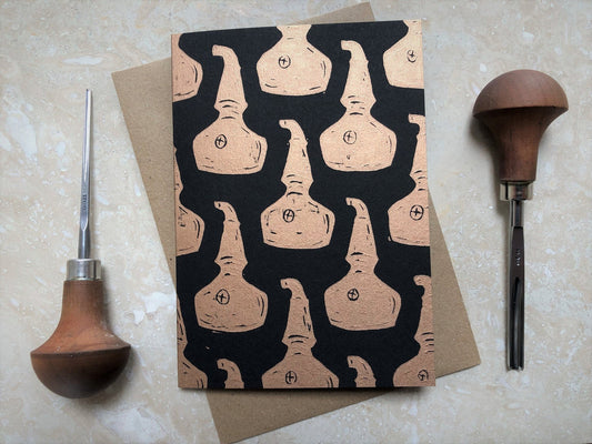 Handprinted Card - Copper Whisky Stills