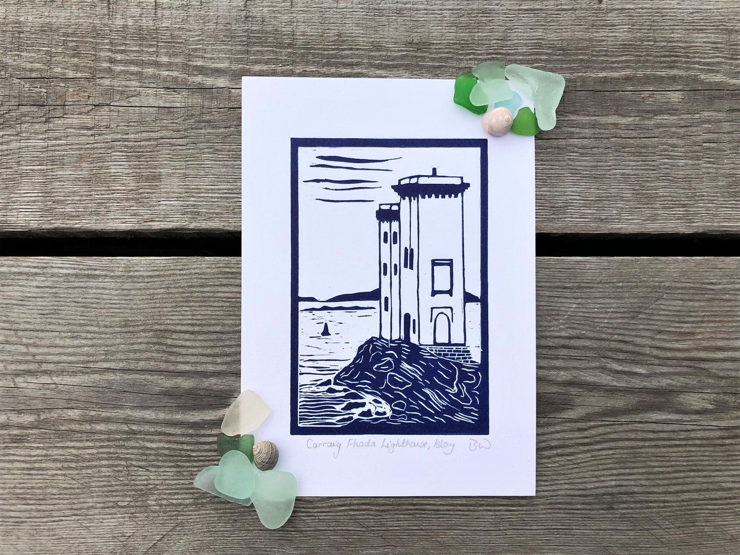 Carraig Fhada Lighthouse Original Linoprint - Isle of Islay