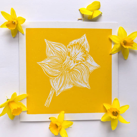 Handprinted Card - Narcissus - Isle of Islay