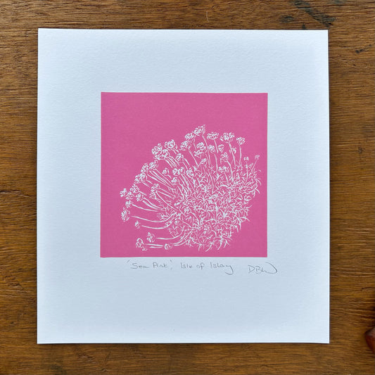 Sea Pink Original Linoprint