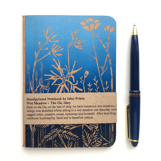 Handprinted Notebook - Wet Meadow, Blue