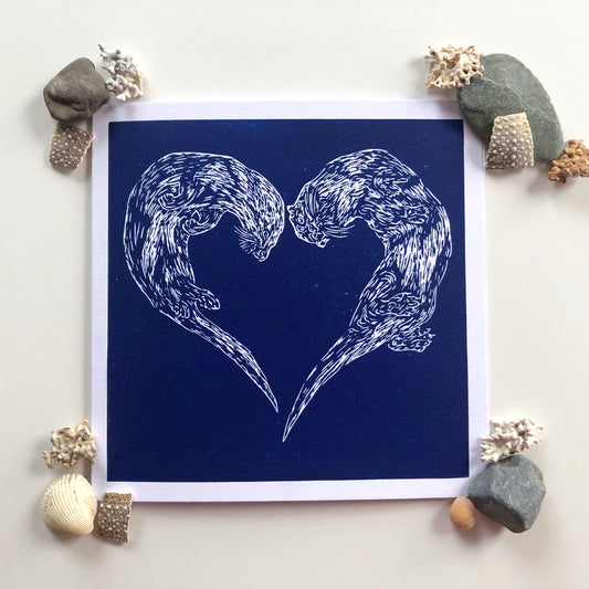Swimming Otters Card - Sea at Midnight