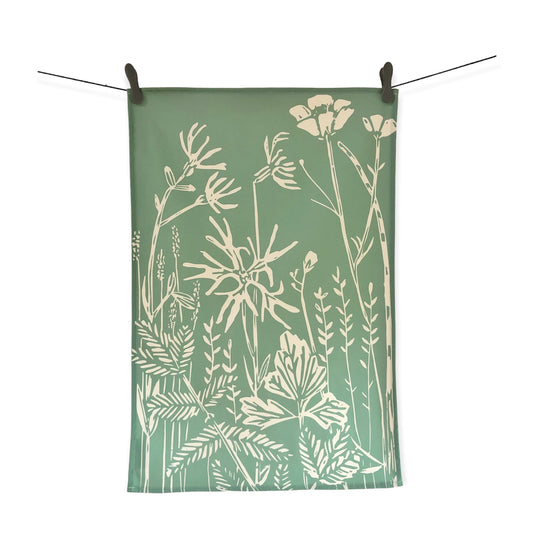 Wet Meadow Tea Towel (Duck Egg Blue) - Wildflowers of Islay